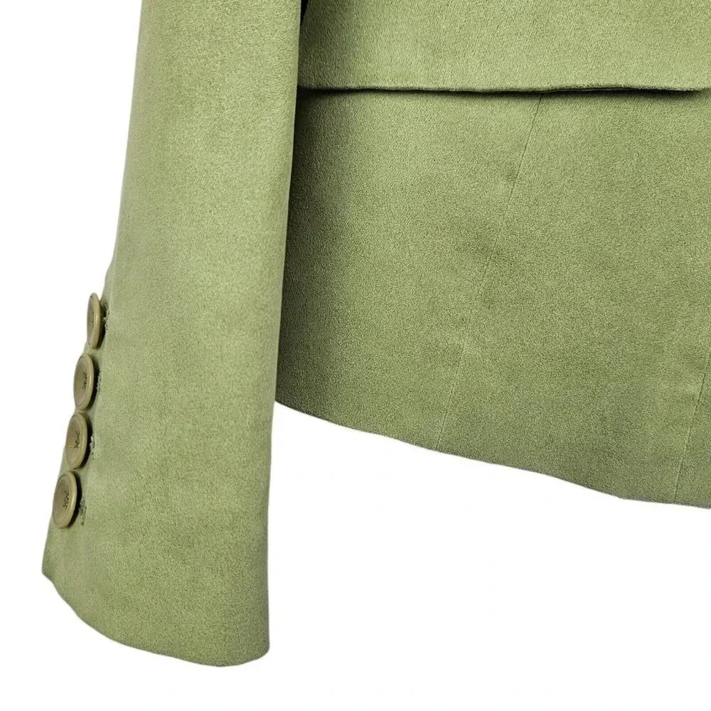 Talbots Lime Green 3 Button Blazer Jacket Polyester Microfiber Lined Size 8 - Picture 10 of 11